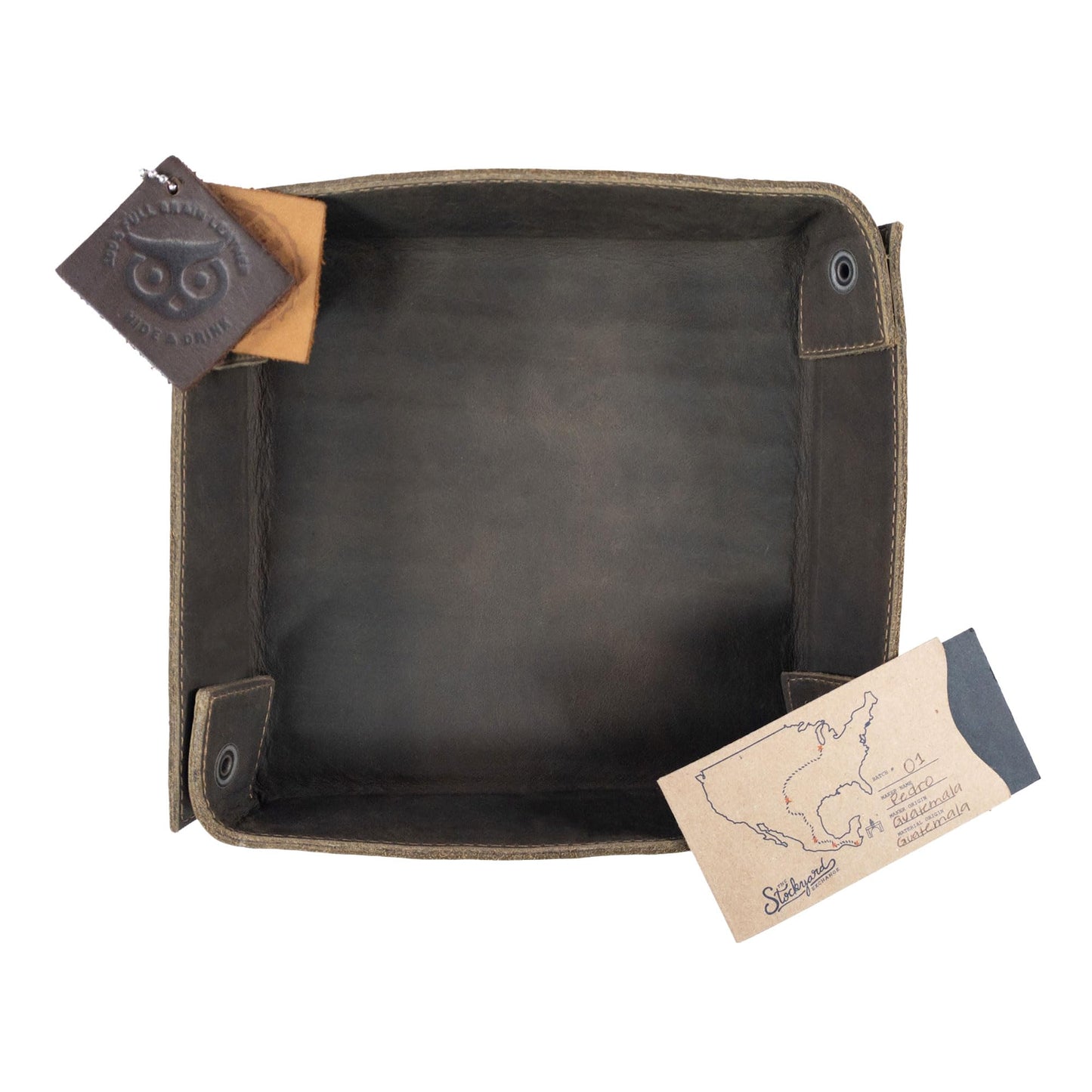 Hide & Drink, Leather Catchall Change Keys Coins Jewels Box Tray Big Storage, Handmade Includes 101 Year Warranty :: Dark Jade