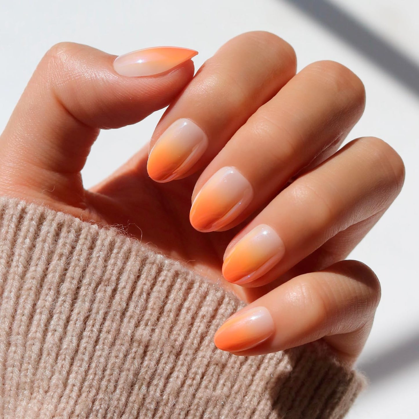 Glamnetic Press On Nails - Candy Corn | Short Oval Fake Nails with Ombre Design and Glazed Finish, Salon Quality Halloween Nails | 15 Sizes - 30 Nail Kit with Glue