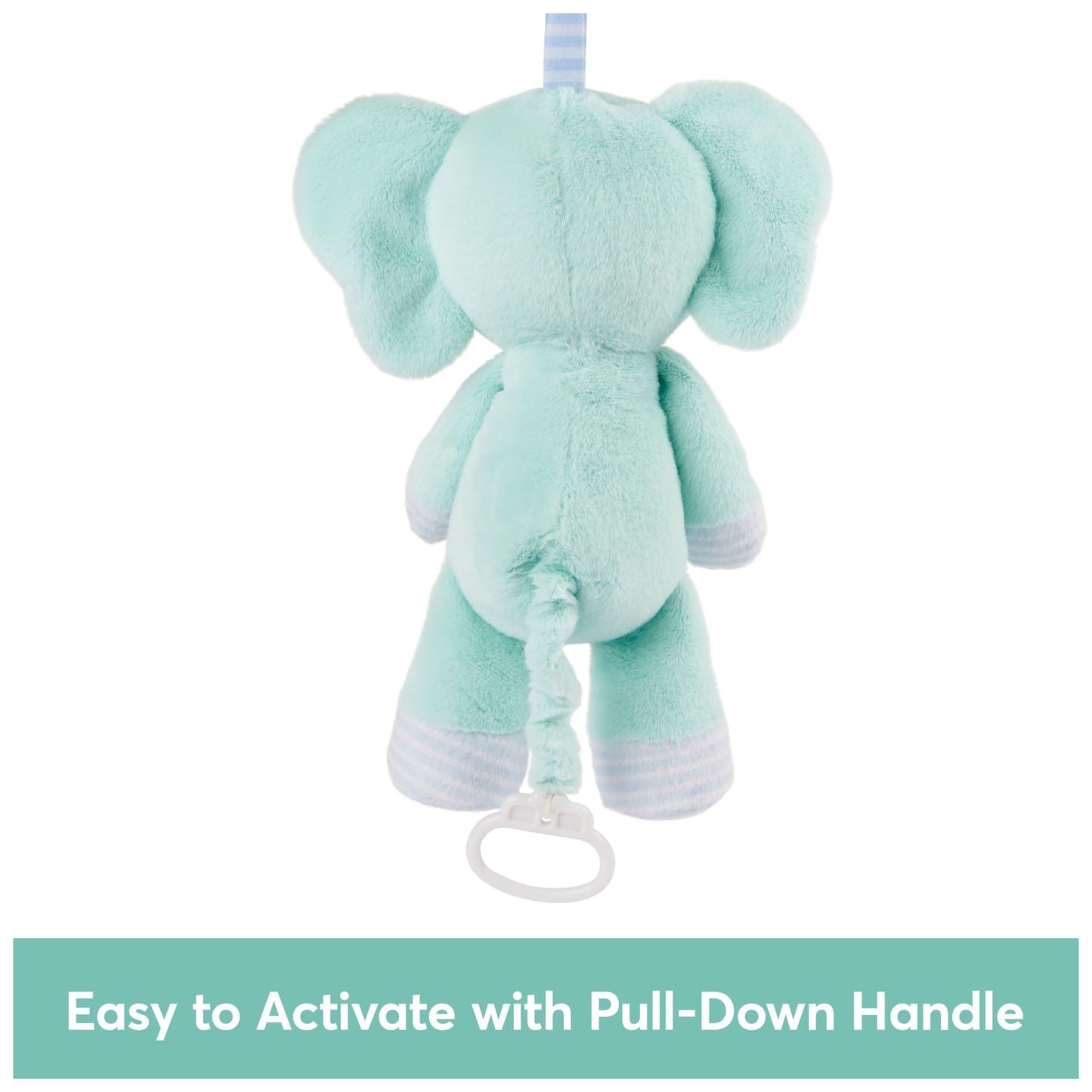 Baby GUND Safari Friends Elephant Pull-Down Musical Plush, Travel Friendly Sensory Toy with Stroller Loop for Ages 0 and Up, Blue, 12”
