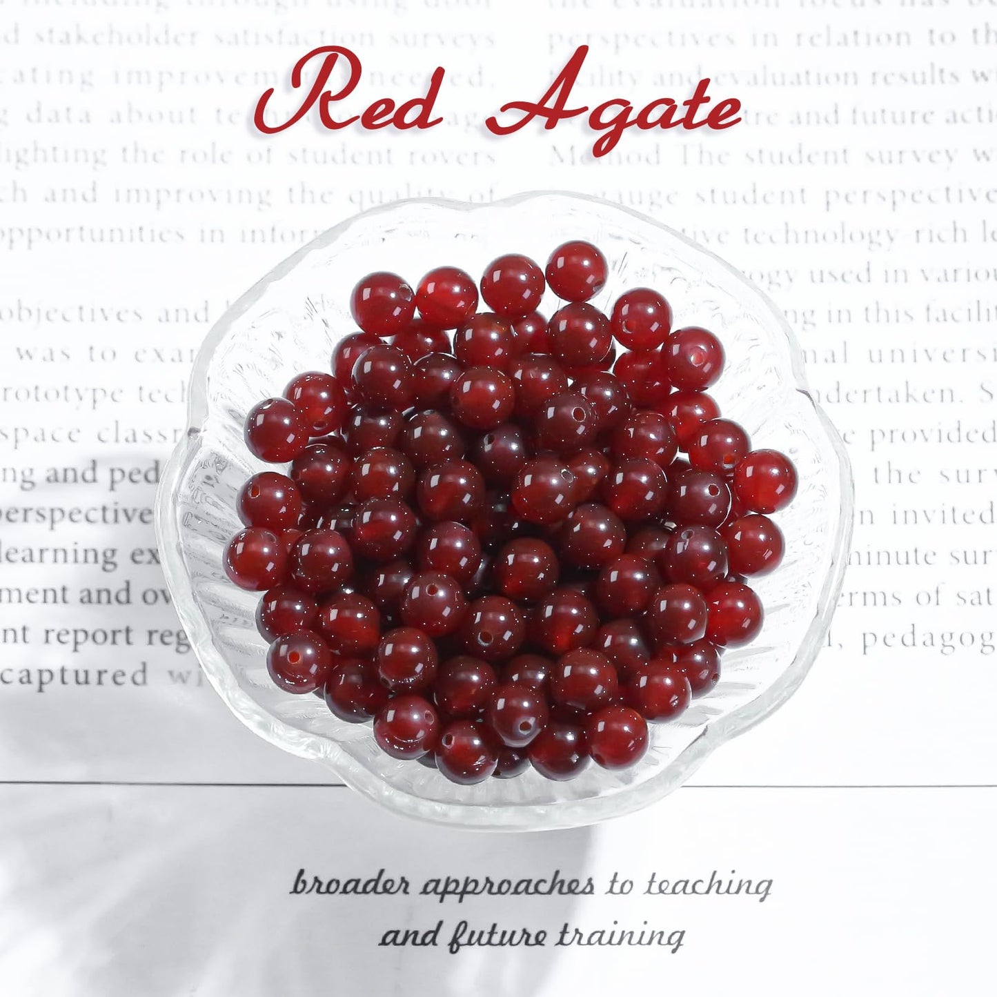 8mm Natural Gemstone Round Red Agate Loose Beads for Jewelry Making Bracelets Necklace Earrings Art Craft (45-48pcs/strand)