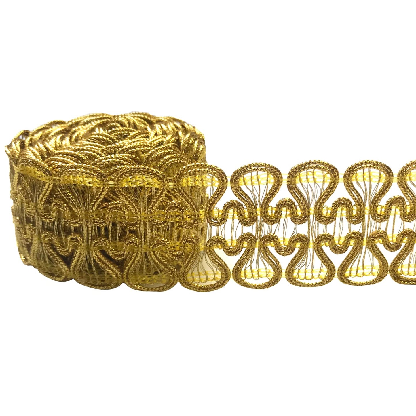 levylisa 10.9 Yards Metallic Braid Lace Trim Lace Ribbon Decorated Gimp Trim for Sewing and Crafting (Gold)