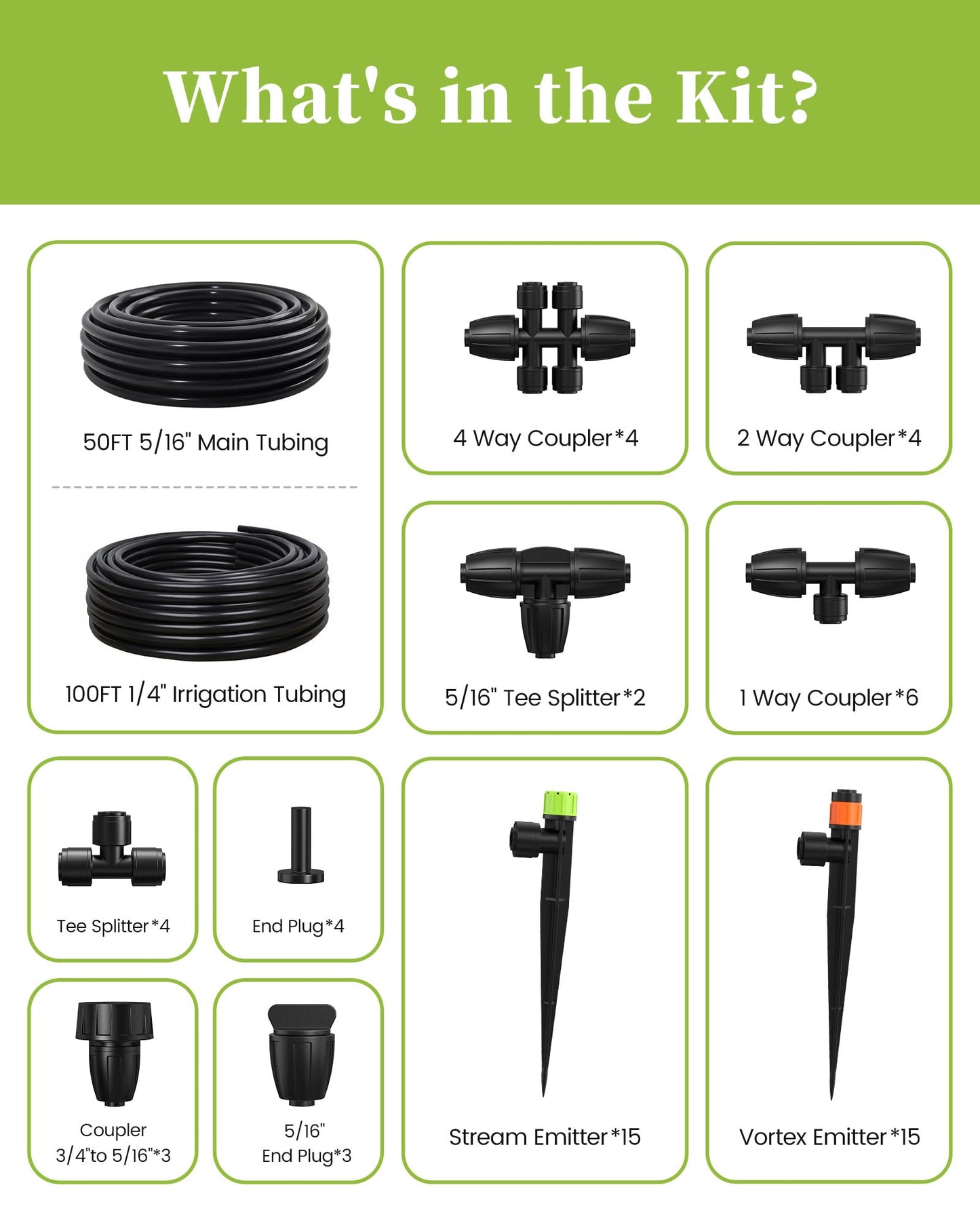 RAINPOINT Drip Irrigation System, Quick-Connect Garden Watering System Kit with Adjustable Emitters for Greenhouse, Garden Grid, Raised Bed, Potted Plant