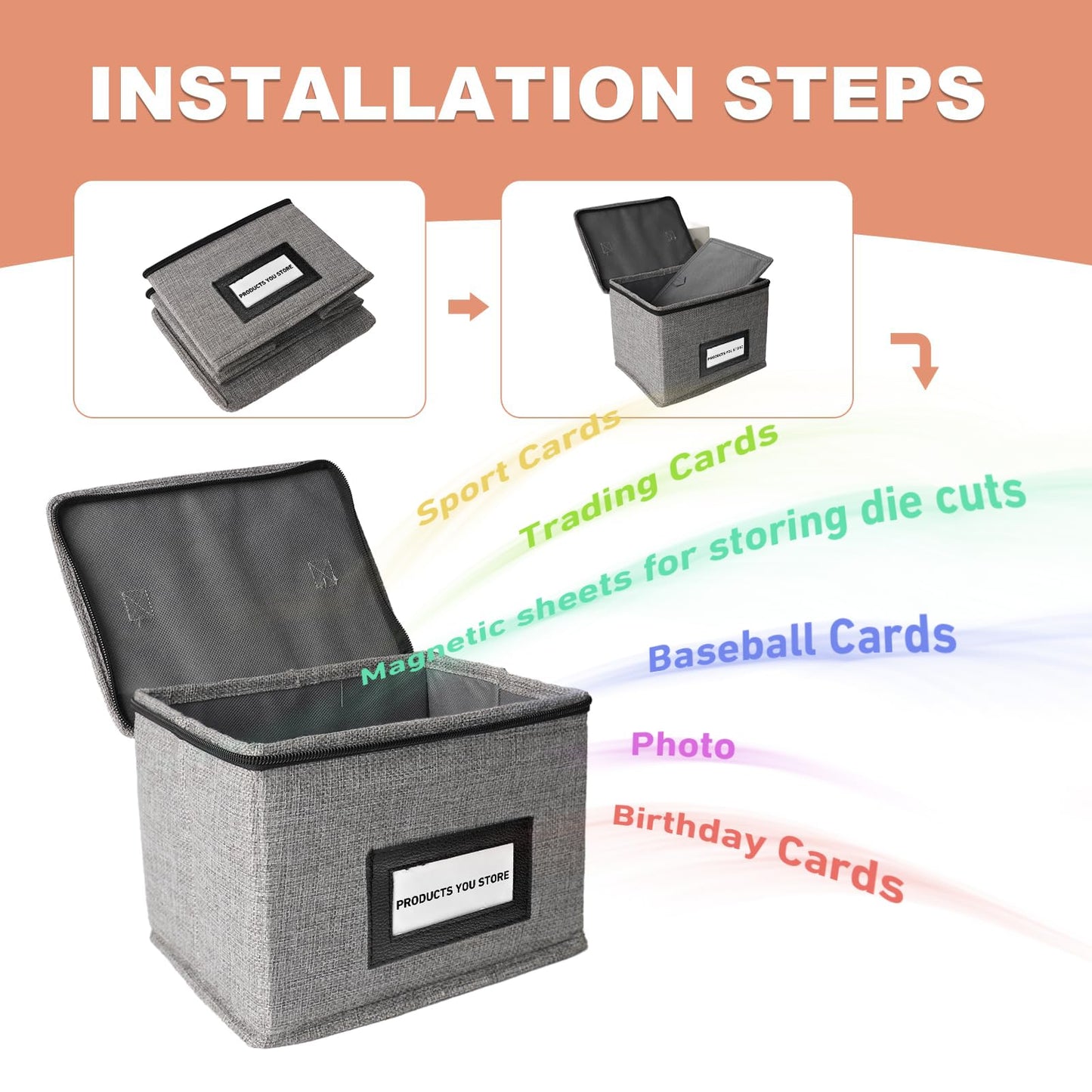 Mingting Die Cut Storage Box,Die Cut Storage Organizer,Fully-Padded Inside with Sturdy Construction, Magnetic Sheets for Dies Storage ,Scrapbooking Paper,Picture,Photo(no magnet sheet)