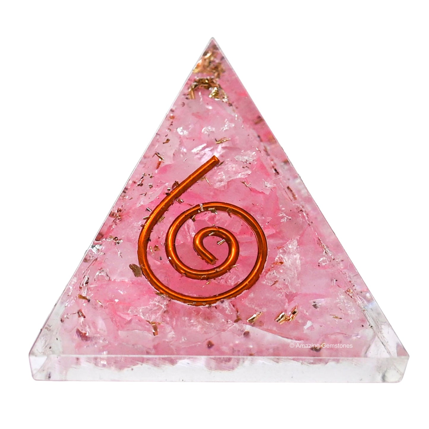 Amazing Gemstone Rose Quartz Orgone Pyramid - 30mm Small Orgonite Pyramids with Crystals and Healing Stones - Authentic Organite Gifts