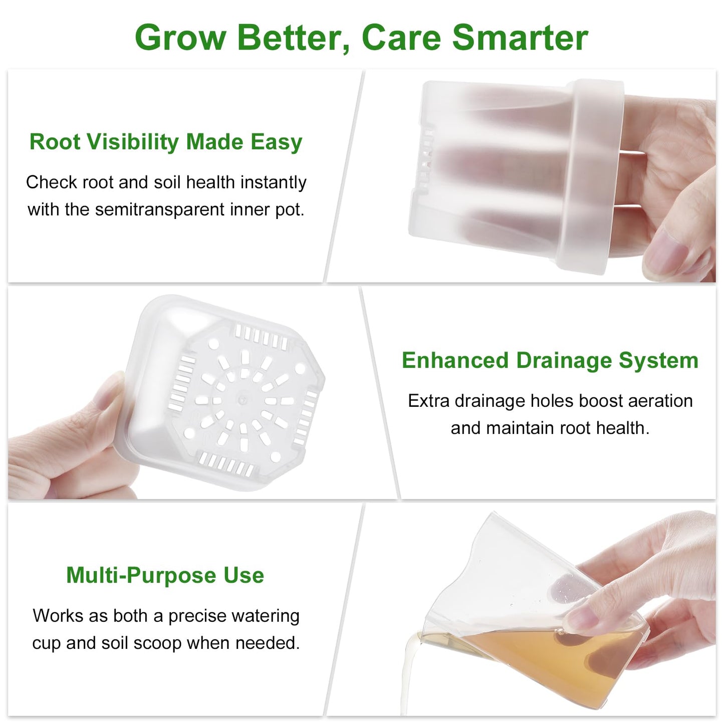 12PCS Mini Self Watering Pots for Indoor Plants - 2" Small Clear Planter with Wicks & Water Level Indicator, Plastic Automatic-Watering Pot for African Violet, Succulent, Alocasia, Hoya, Plant Label