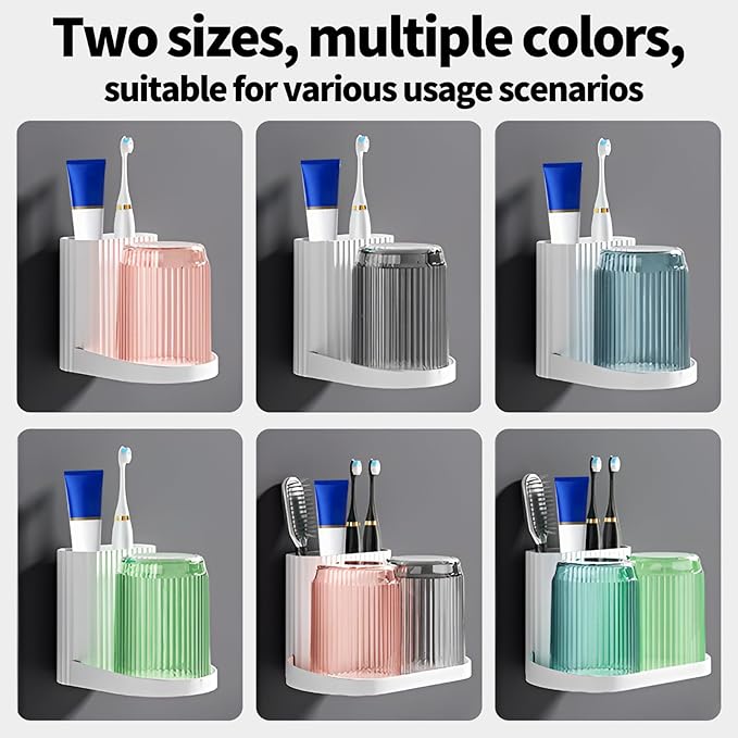 Toothbrush Holder,Bathroom Toothbrush Holder Suitable for Bathroom Organizer Place The Cup Upside Down to Drain Bathroom Stands for Storing Toothpaste Toothbrushes and Other Toiletries (Pink)