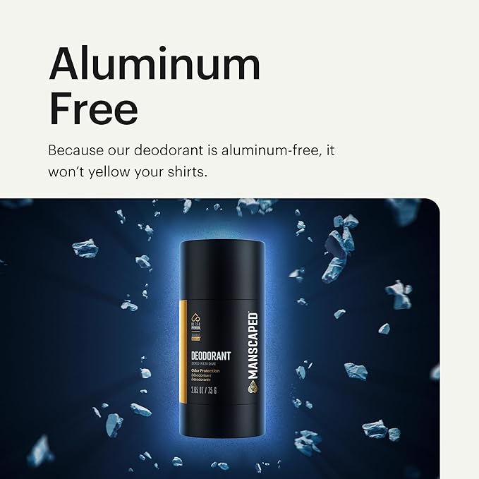 MANSCAPED® UltraPremium Deodorant, Aluminum-Free Clear Formula, Soft and Comfortable with Cologne-Quality Fragrance for Under Arm Odor Protection, 2.65 oz Stick (2 Pack)