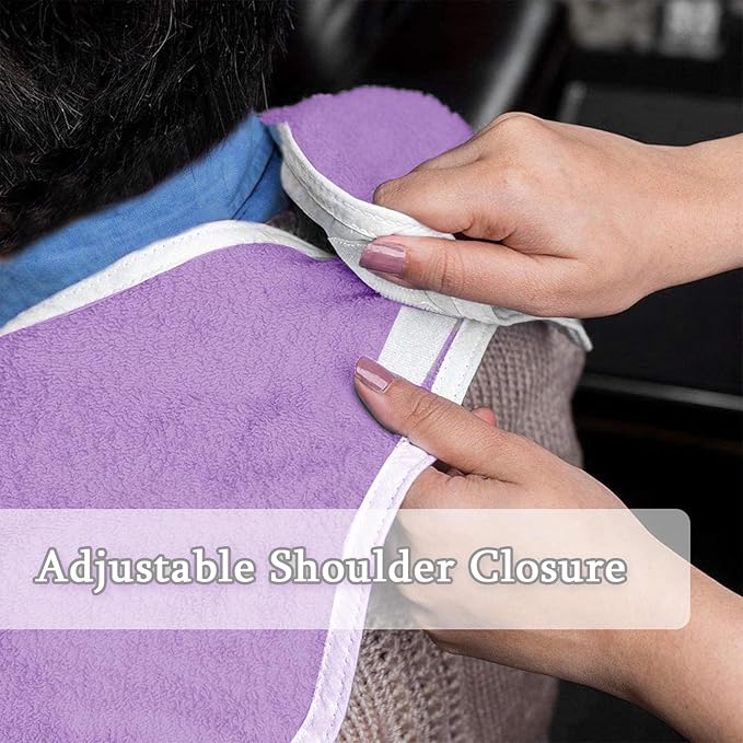4 Pack Terry Cloth Adult Bibs with Crumb Catcher, Washable Adjustable Adult Bibs for Unisex Men Women Elderly Seniors