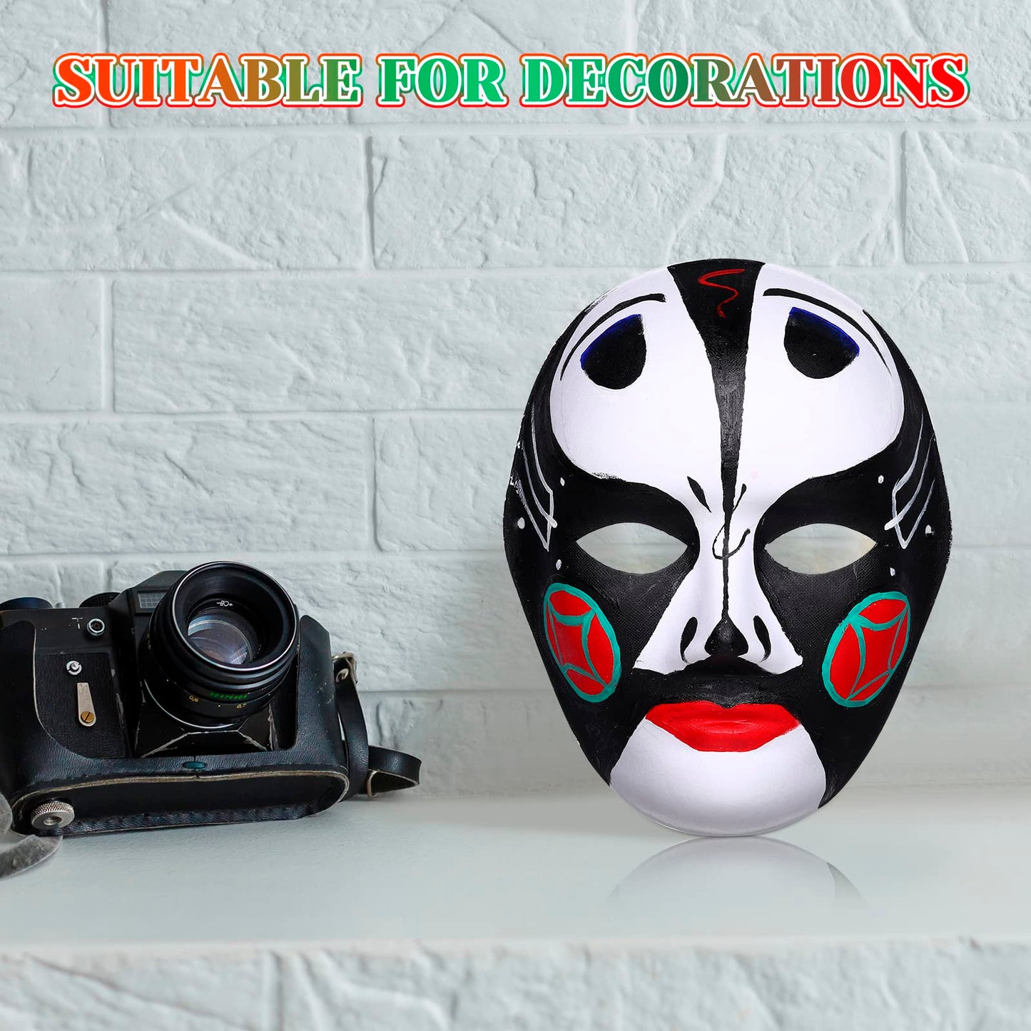 Aoriher 50 Pcs Paper Mache Mask DIY Full Face White Paintable Craft Masks Bulk for Mardi Gras Cosplay Dance Party Adult