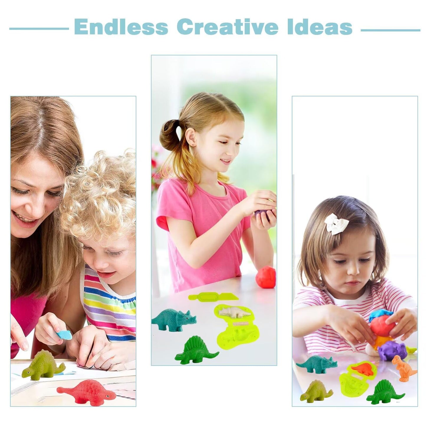 Yiklucg Unleash Creativity with 18 Unique Dino and 0cean Molds Dough Toys Dough Accessories Set Whit 10 .Ideal as a Gift for Kids Aged 3-4-8 Years