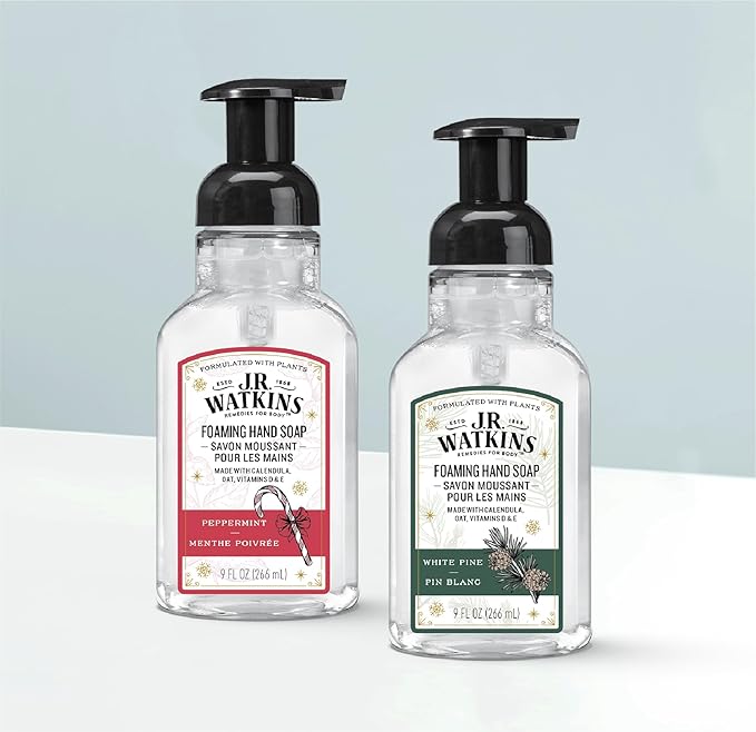 J.R. Watkins Foaming Hand Soap with Pump Dispenser, Moisturizing Foam Hand Wash, Alcohol-Free, Cruelty-Free, White Pine, 9 fl oz, 3 Pack