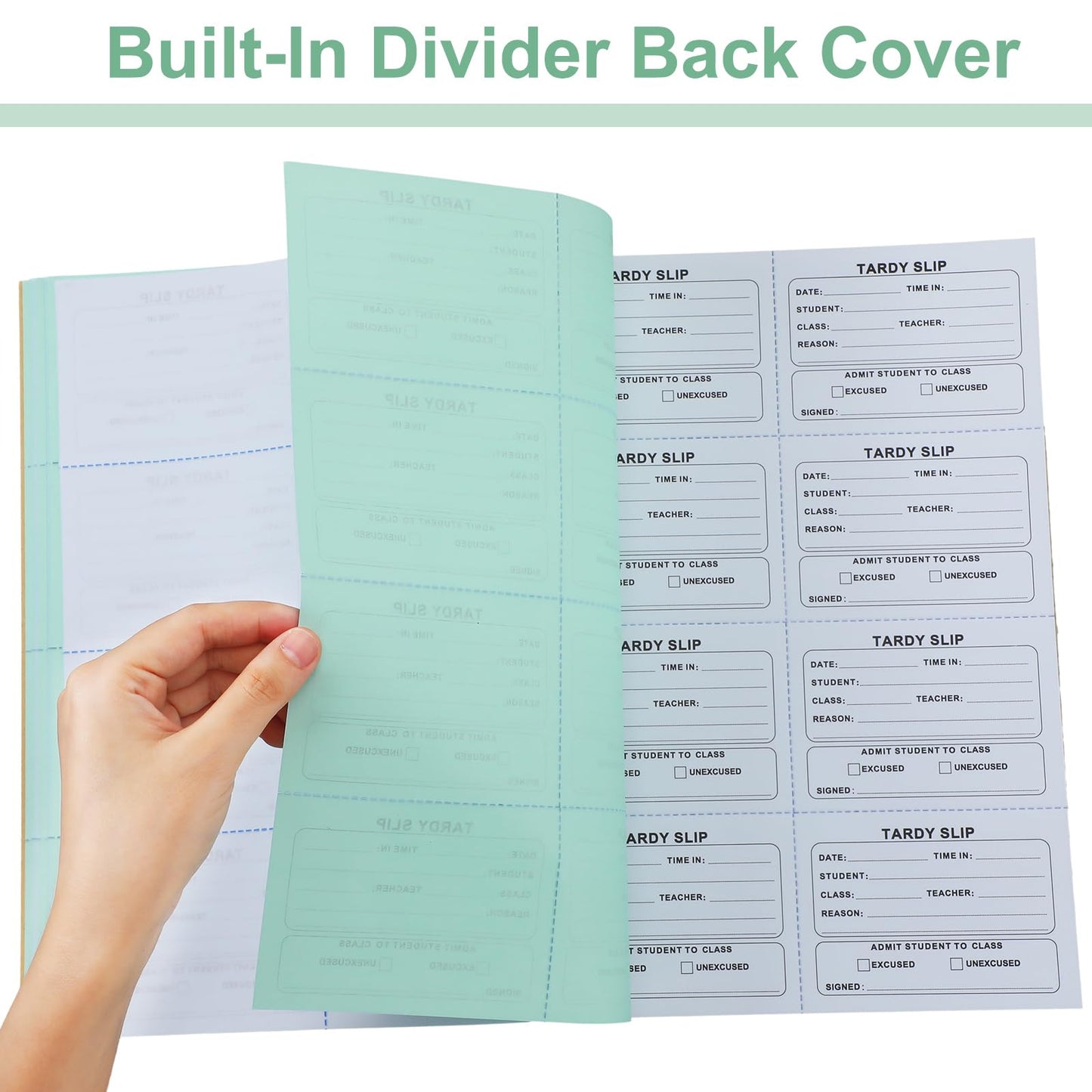 Engrowtic 800 Pcs Tardy Slip Book with Carbonless Duplicates 3.5 x 4.3 Inch Tardy Slips Per Book Form Register Copy Notebook for Student Late Arrivals Easy Removal Fold and Tear(Green and White)