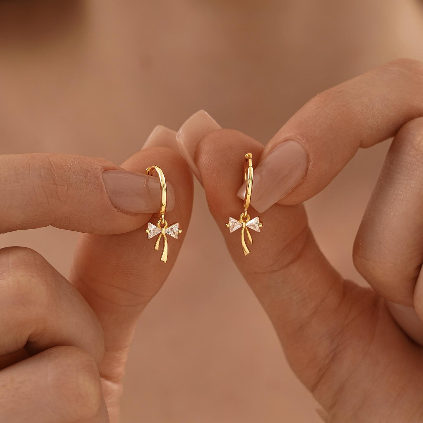 DORANA Gold Bow Earrings Small Hoop Set for Women 925 Sterling Silver Huggie Earrings Non Tarnish Tiny Cartilage Hoops Stackable Christmas Bow Earring