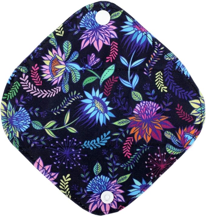 5 Cloth Menstrual Pads 1 Wet Bag XS Panty Liners Reusable Washable (Retro Floral, XS Panty Liners)