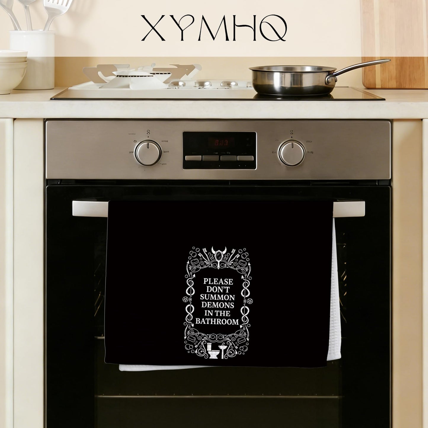 XYMHQ Black Demon Gifts Hand Towel 16x24, Black Demon Decor Gothic Dish Cloth, Please Dont Summon Funny Bathroom Decorative Towels, Spooky Housewarming Gifts for Men.