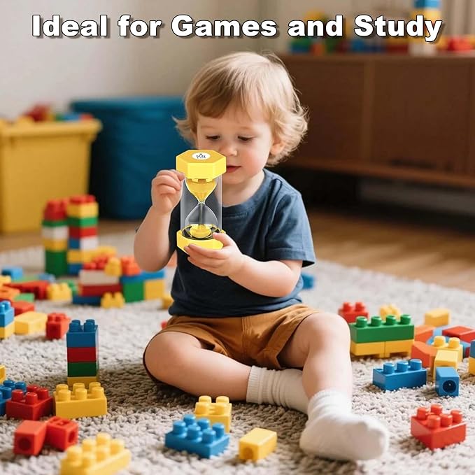 10 Minute Sand Timer Hourglass, Unbreakable 10 Min Hourglass Sand Watch, Reloj De Arena 10 Minutos, Colorful Plastic Hour Glass Sandglass for Classroom Games （Yellow