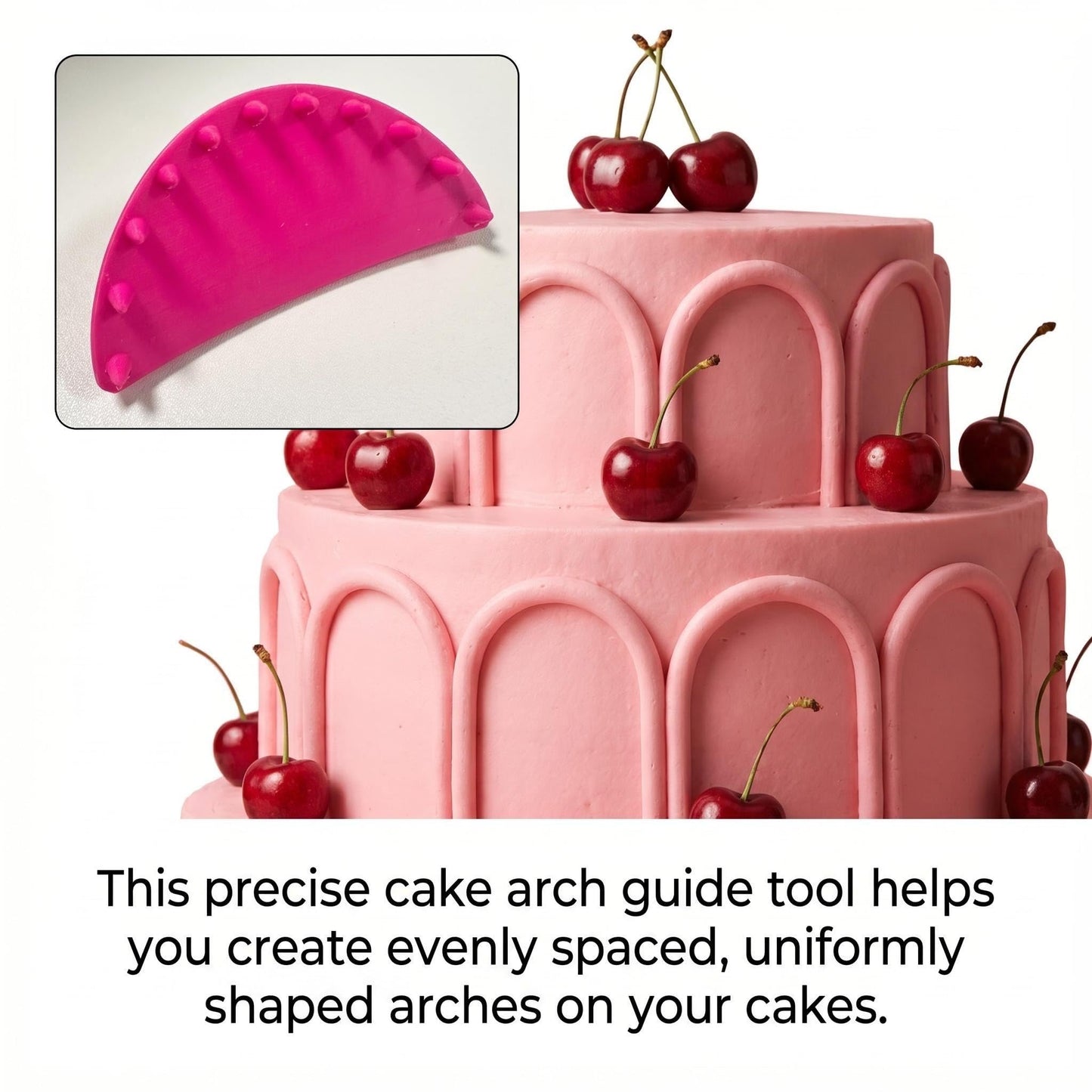 4 PCS Cake Piping Guide Tool, Cake Arch Guide Tool, Ruffle Guide Stencil, Cake Decorating Tools, Cake Ruffle Marker (2 PCS 6'' + 2 PCS 10'') for Cakes