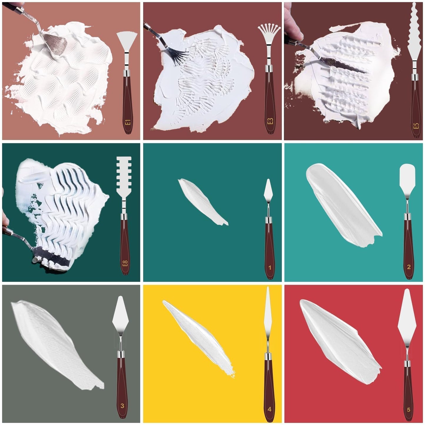 EEEKit 19 PCS Painting Spatula Set, Stainless Steel Palette Knife Set with Art Paint Scrapers, Paint Spatula Tools for Oil Canvas, Watercolor, Acrylic Painting