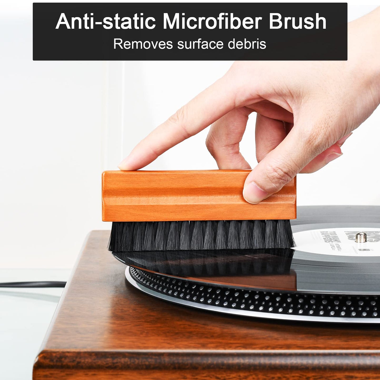 OPULA 7-in-1 Vinyl Record Cleaning Kit Complete - Vinyl Record Cleaner Solution - Velvet Brush - Microfiber Brush - Stylus Brush - Label Protector - Air Blower - Brush for Velvet, Restore LPs Album