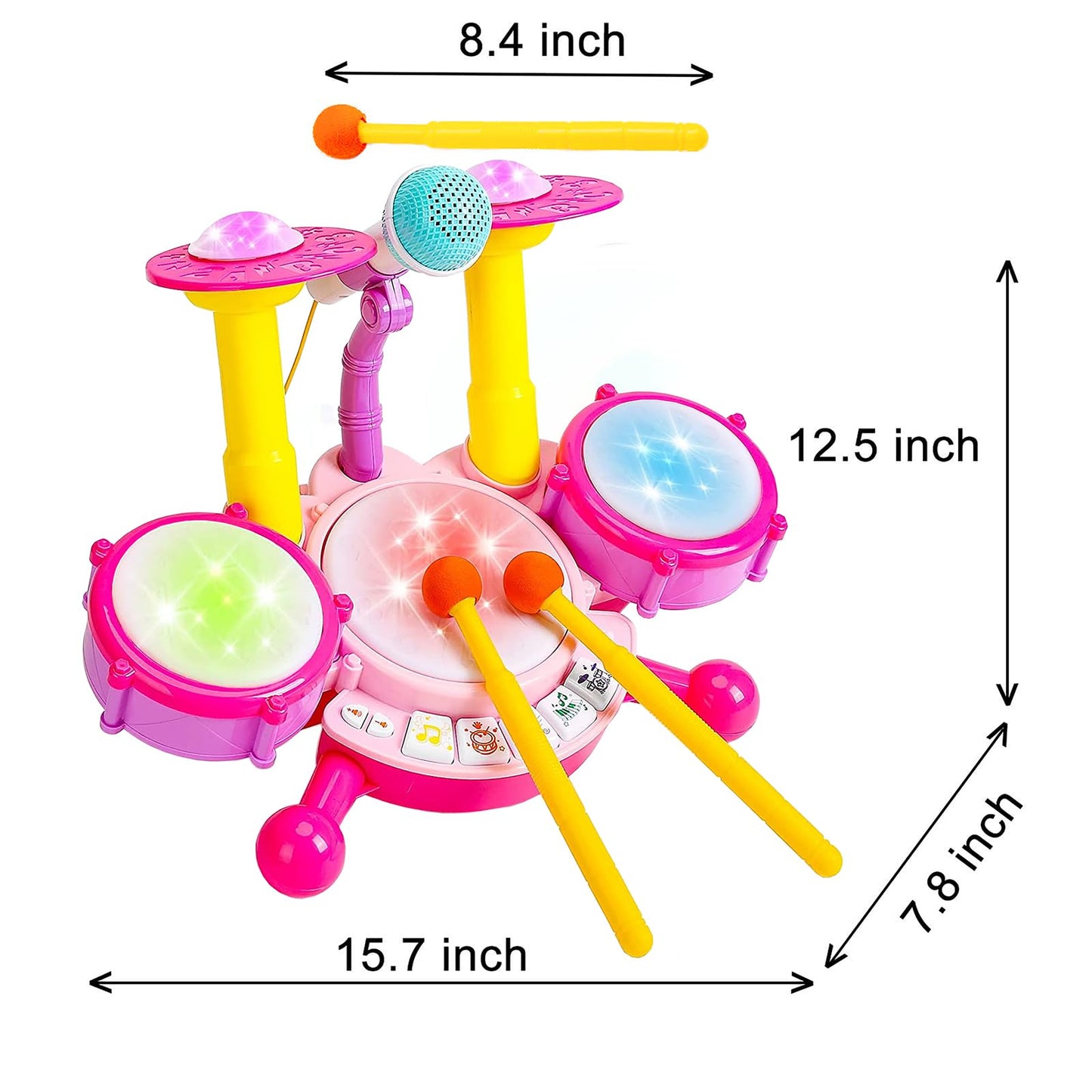 Pink Drum Set for Girls – Toddler Musical Instrument Kit