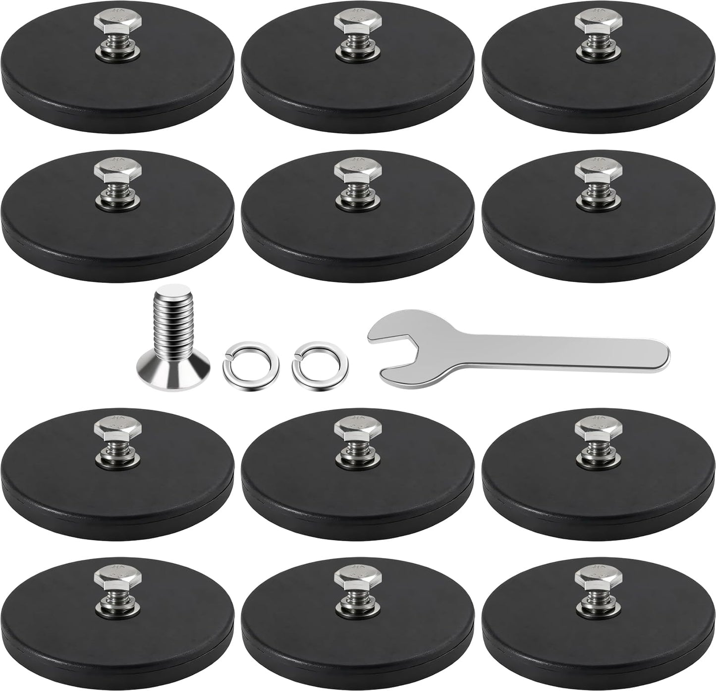 DIYMAG 1/4 inch Rubber Coated Anti-Scratch Mounting Magnet for Camera, Adhesive Power 120LBS 12Pcks Magnets Based with Strong Magnetic License Plate Hold for Light Bar, Mirror, Camera，PTZ