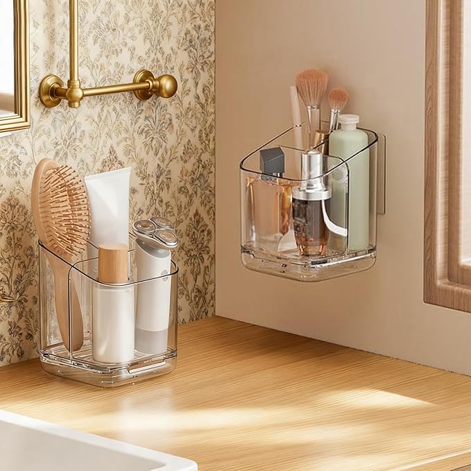 Wall Toothbrush Holder - No Punching Adhesive Toothbrush Holder, Wall Mounted Versatile Bathroom Rack | Bathroom Walll Hollder Organizer for Keeping Toiletries
