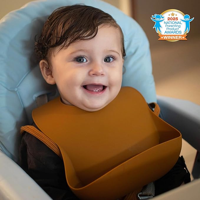 Moonkie Silicone Baby Bibs Set Of 2 | BPA Free Waterproof | Soft Flexible Adjustable Silicone Bibs for Babies & Toddlers(Ether/Sage)