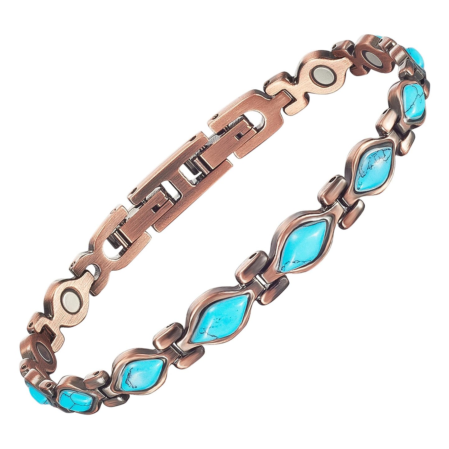 MagVIVACE Pure Copper Bracelet for Women, Magnetic Lymph Detox Jewelry with 3500 Gauss Magnet (E)