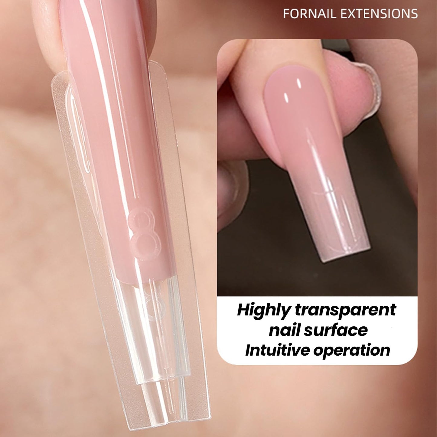 Sandwich Nail Dual Forms - 240Pcs | Almond Round Shape Nail Extension Kit with Alignment Guides | Reusable Mold for Builder Gel & Polygel (Long coffin shape)