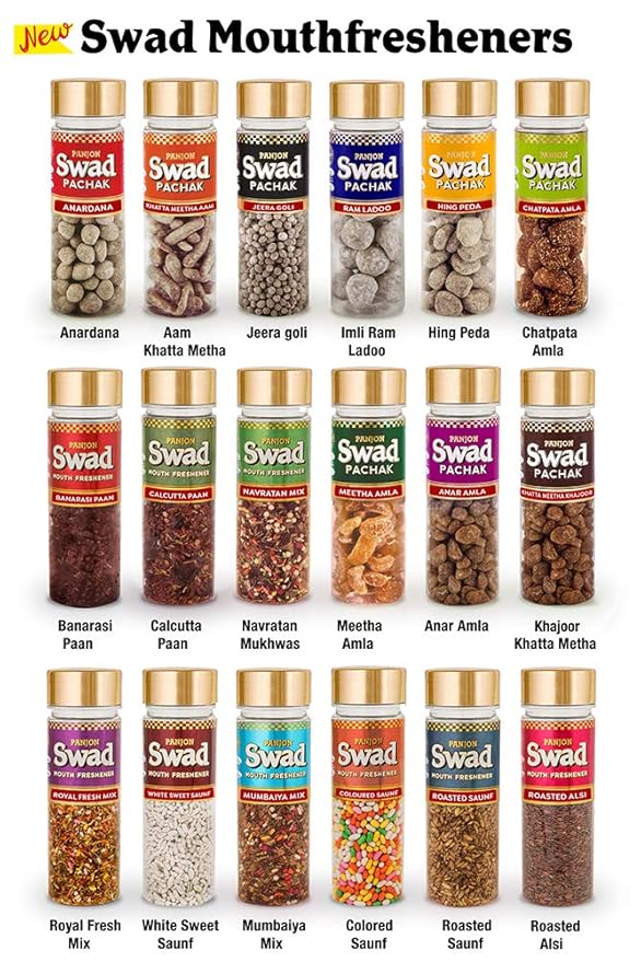 Panjon Swad Sugar Coated Fennel Candy Mukhwas Mouth Freshener 1 Bottle, 140g (COLOURED SAUNF)