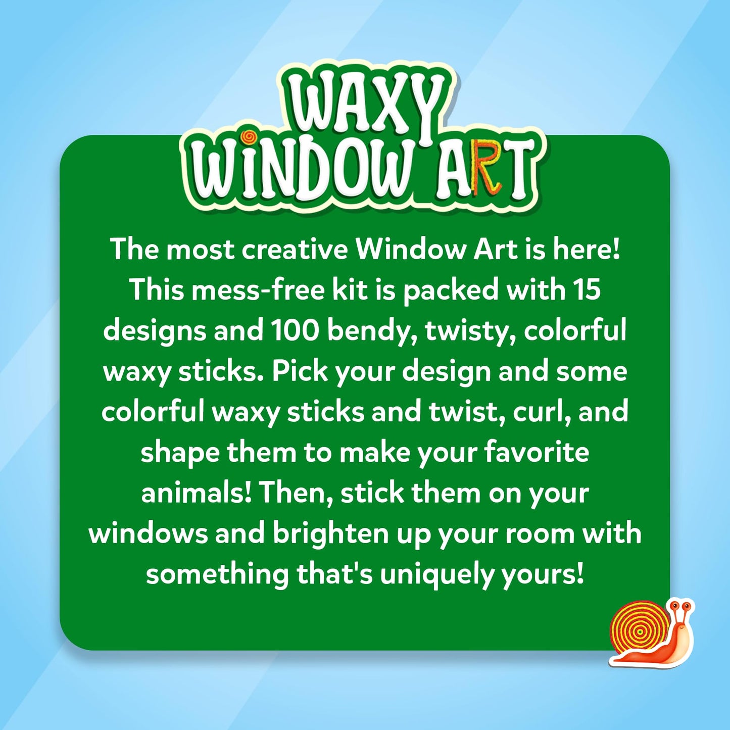 Skillmatics Waxy Window Art - 100 Bendable Waxy Sticks for Mess-Free DIY Fun, Reusable 100% Organic Beeswax Craft Kit, Travel Friendly, Creative Gifts for Girls & Boys Ages 5, 6, 7, 8, 9, 10, 11, 12