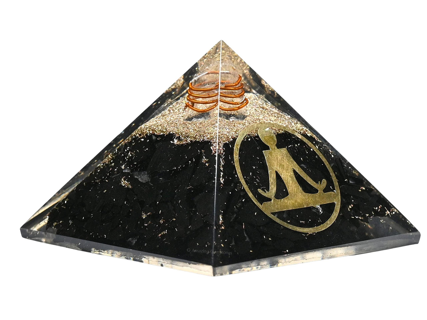 Amazing Gemstone Large Black Tourmaline Orgone Pyramid Crystal, Yoga Buddha Orgonite Pyramid - Positive Energy Healing