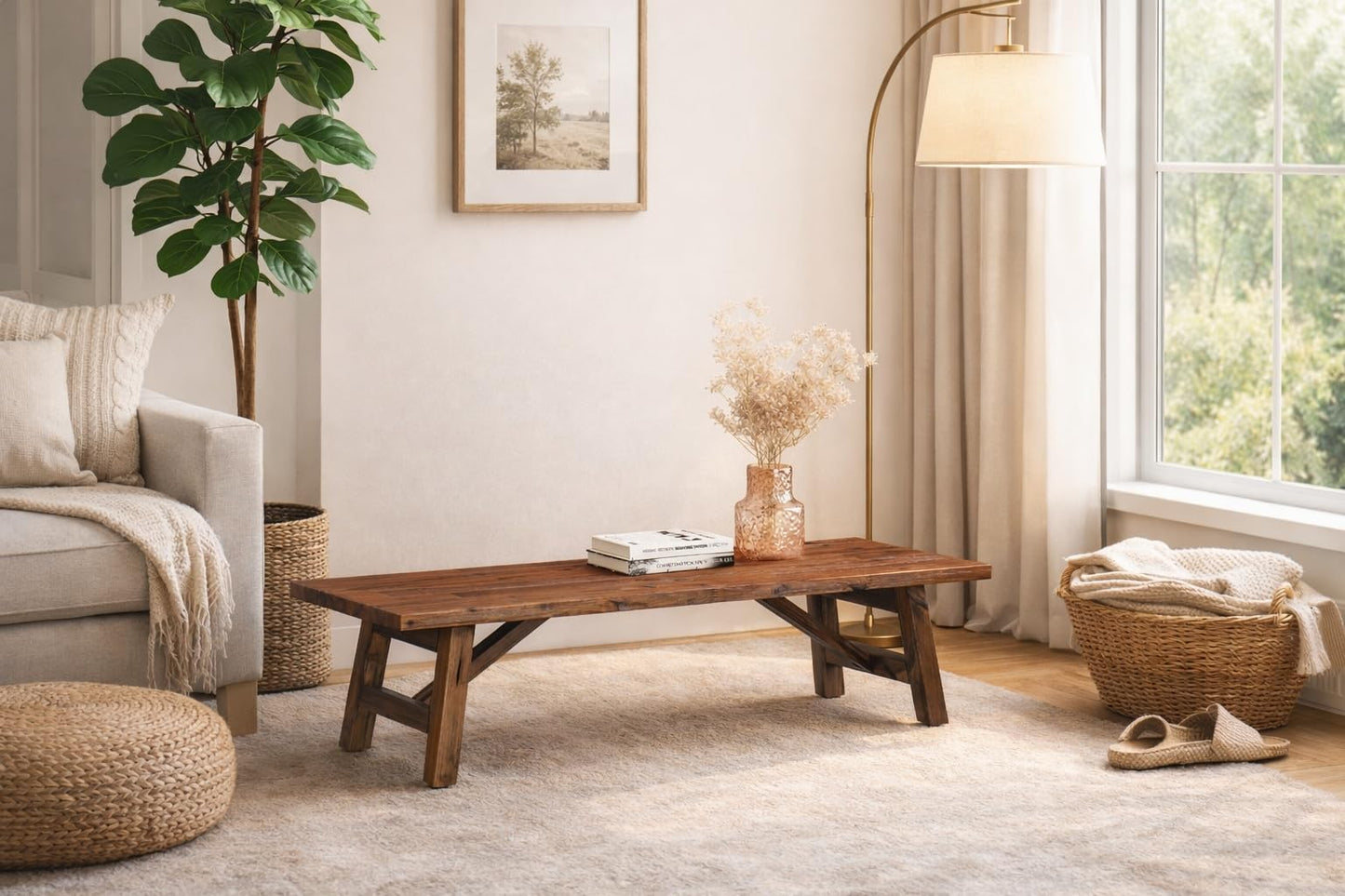 Boraam Rasmus Accent Plant Table - Chestnut Wire-Brush Finish