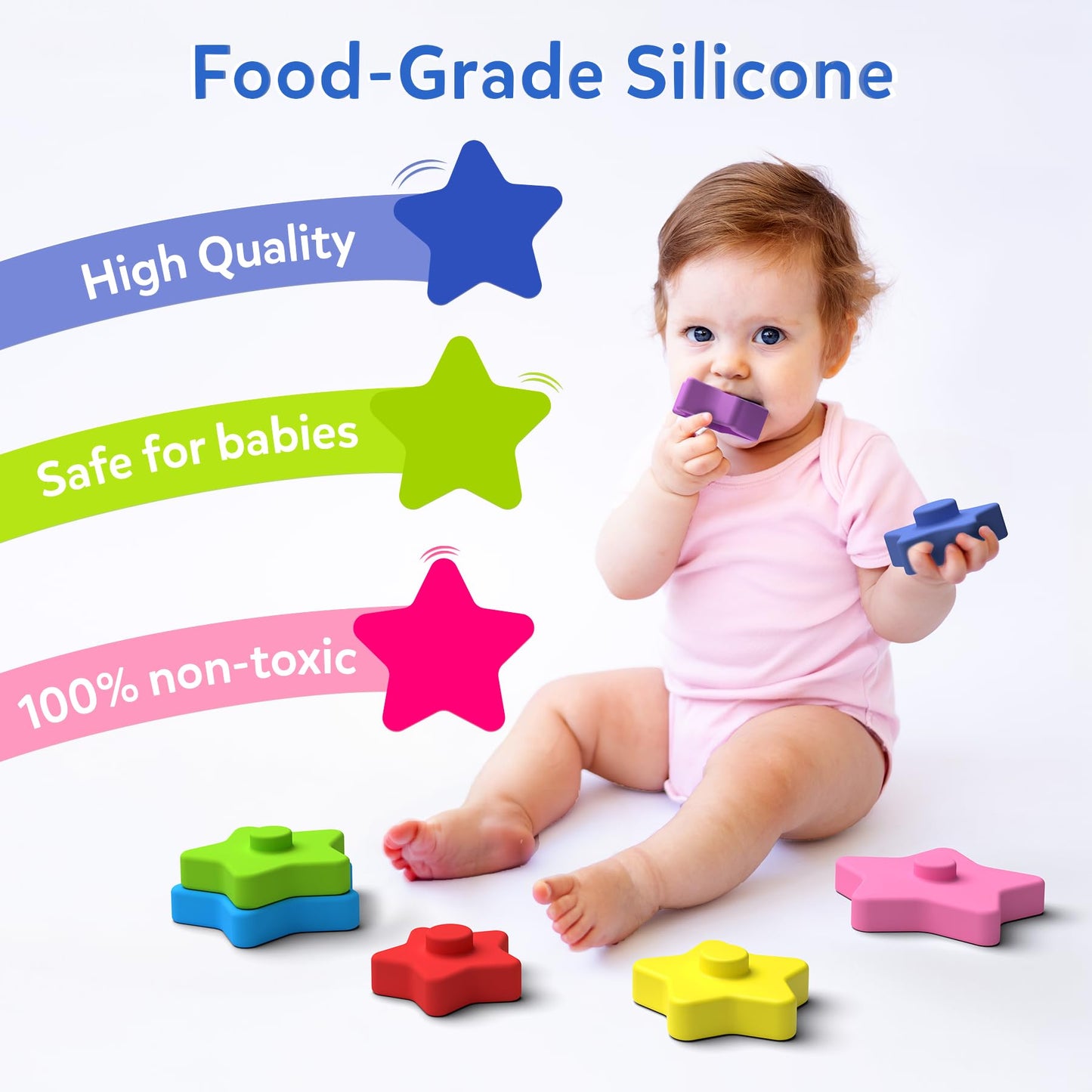 Skillmatics Starry Stacker | Silicone Stacking Toy (Ages 6 months - 3 years)