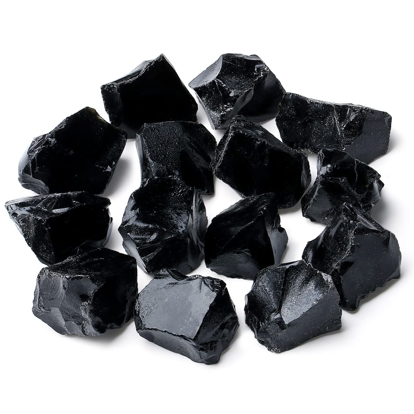 MAIBAOTA Natural Black Obsidian Crystal Stones Raw Crystals Bulk Healing Crystal Stones 1" Raw Rough Gemstones Rocks for Tumbling Polishing Cutting Quartz Crystals