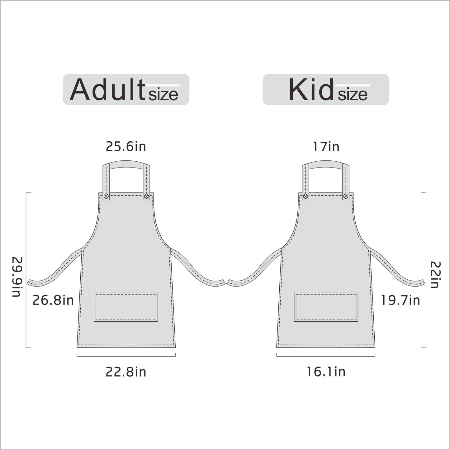 Lovely Cotton Parent Child Apron, Comfortable and Creative Artist Chef Apron for Painting Cooking, Pack of 2 (White)