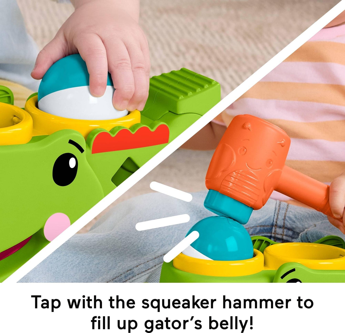 Fisher-Price Baby Toy Sit & Tap Rolligator, Crawling Activity with Pounding Hammer & 3 Balls for Developmental Play Infants Ages 9+ Months
