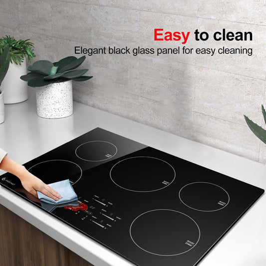 AMZCHEF 30 Inch 10600W Induction Cooktop With 5 BOOST Burners, 9 Levels Electric, Built-in Control by Slide Touchscreen, Child Safety Lock, Independent Timer, No Plug, 240V