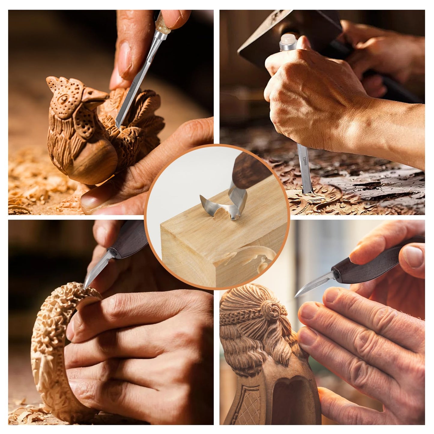 Premium Professional Wood Carving Kit - 28pcs wood carving Tools set whittling kit Ergonomic Walnut Handles, Razor-Sharp High-Carbon Steel Blades