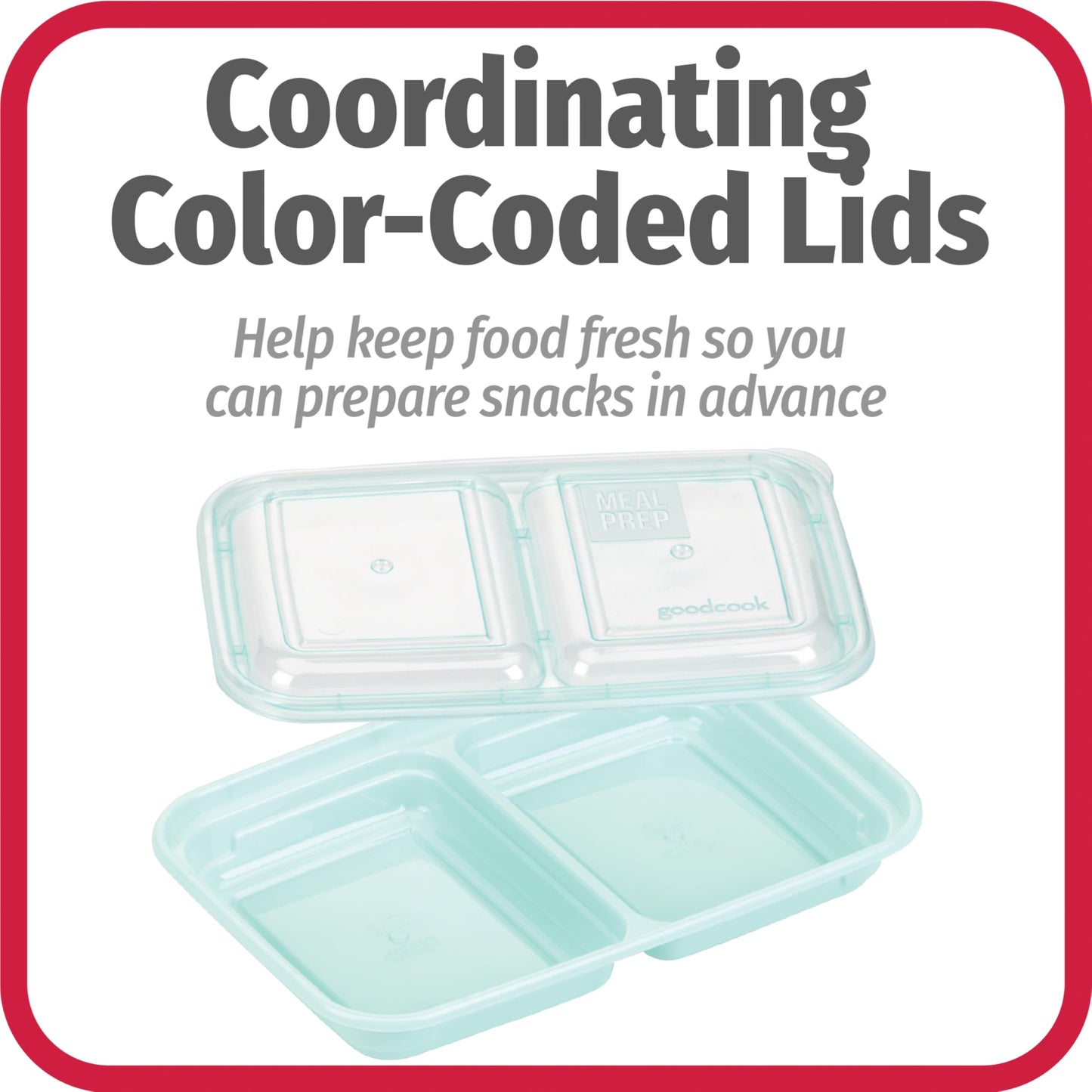 GoodCook Meal & Snack Prep Container Set, Includes Embossed Measurements & Color Coordinated Lids, Made Without BPA, 60-Piece Set