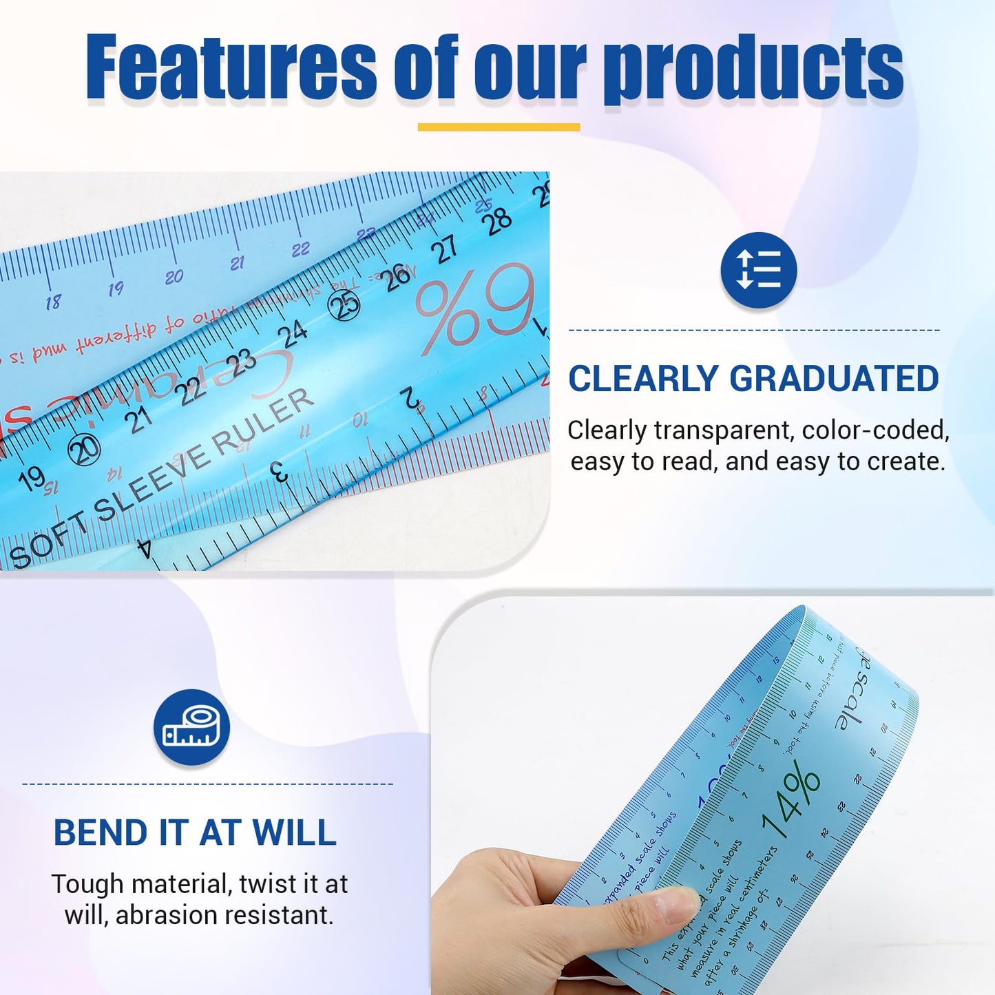 2PCS Clay Shrinkage Ruler Set - Dual Scale Measuring Tool for Pottery, Accurately Calculate Ceramic Shrinkage Before Firing for Potters, Sculptors Art Classes