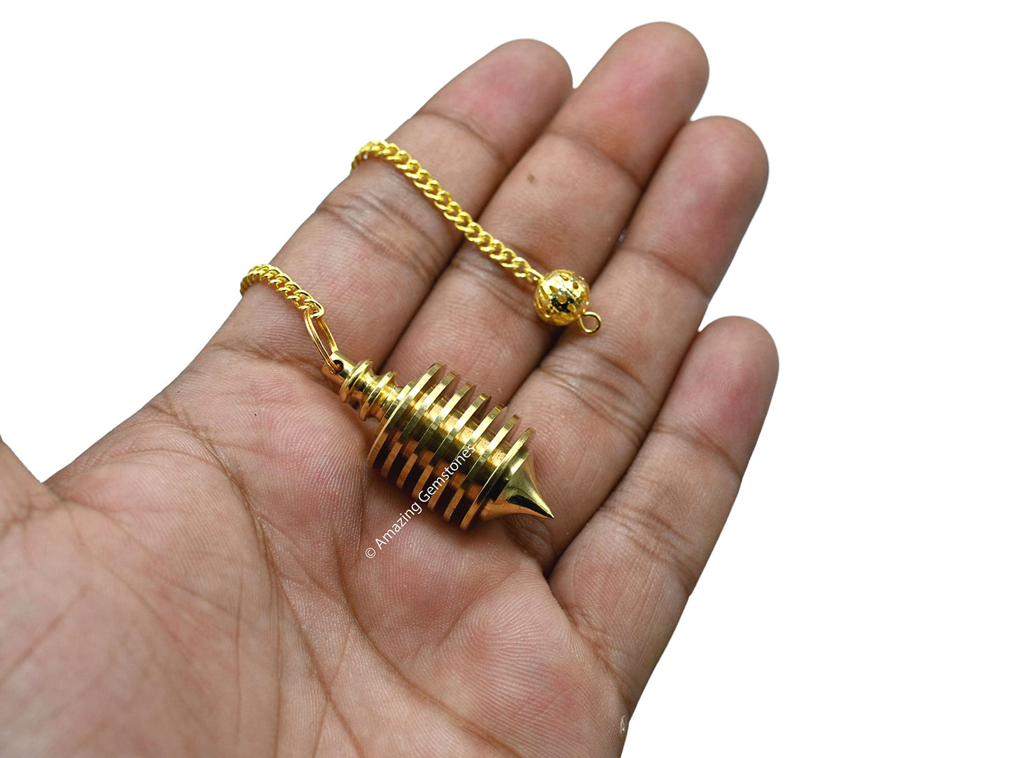Amazing Gemstone Healing Metal Pendulums for Divination, Gold Vertical Hard Coil Steel Copper Pendulum High Energy Pendulo de Bronce Pendulos de Mesa MP55