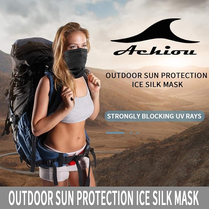 Achiou Neck Gaiter Face Cover Scarf, UV Protection Mask for Men and Women,Soft Windproof, Hiking Cycling Running