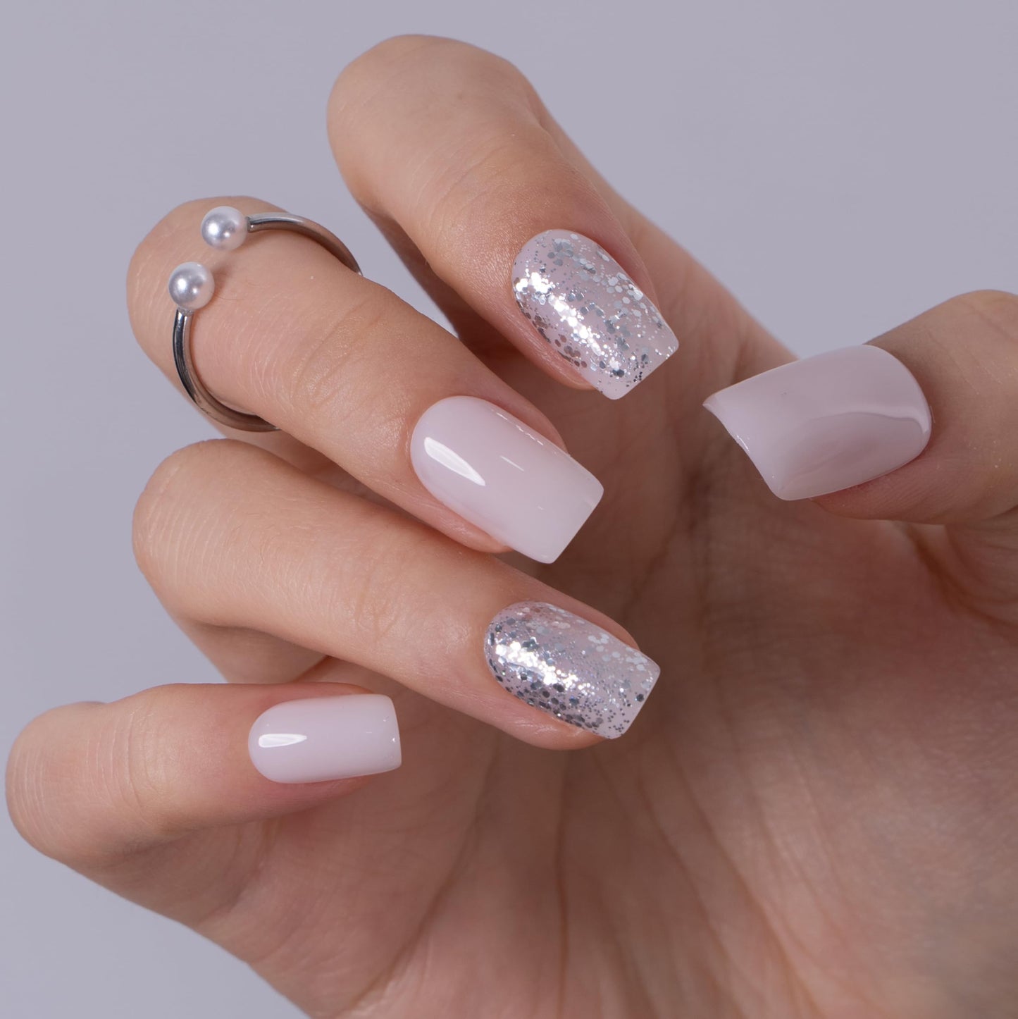 CurvLife Soft Gel Press On Nails Square, Long-Lasting Reusable Fake Nails Kit with Glue & Tabs, 30pcs Salon-Quality Stick On Nails for Women At-Home Manicure (Crystal Glow)