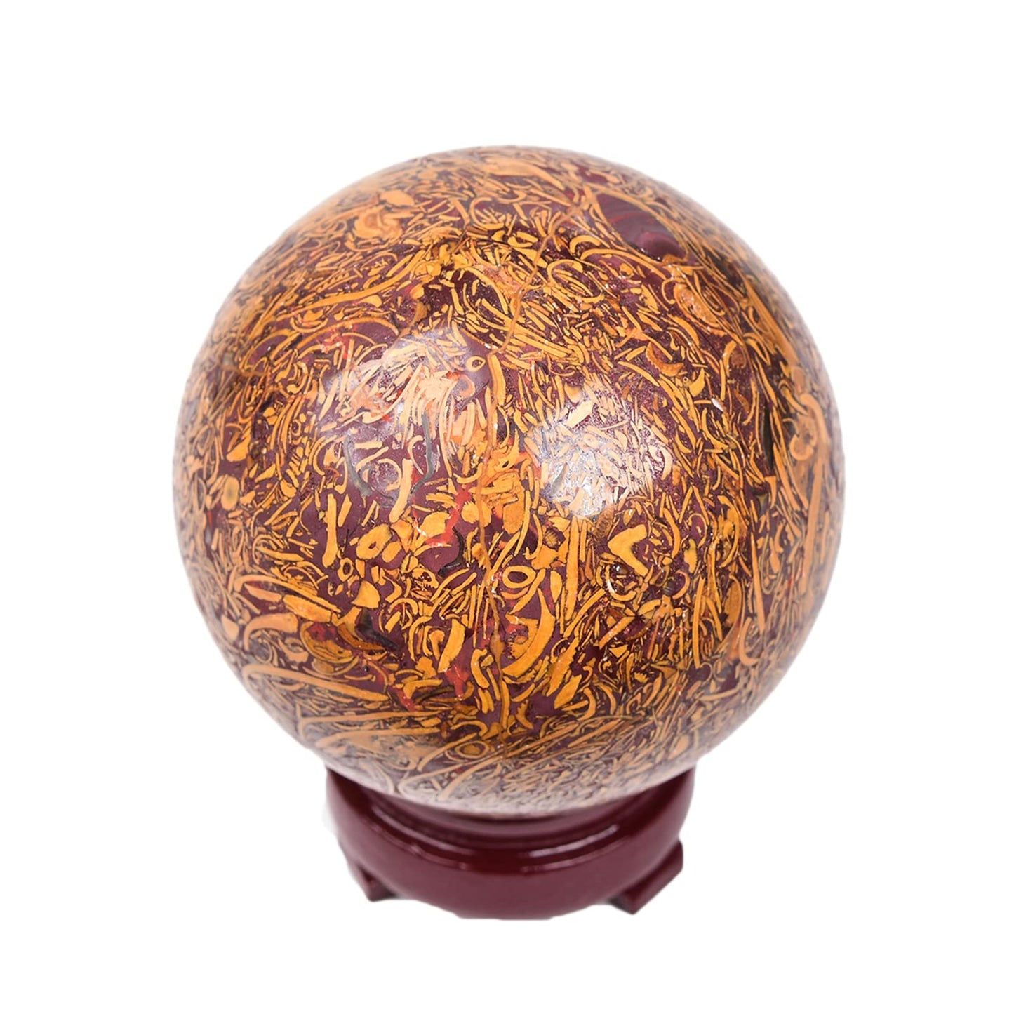 JIC Gem Healing Crystals Sphere Natural Golden Jade Crystal Ball Mineral Quartz Stone With Decorative Stand Home Decoration (70-80mm)