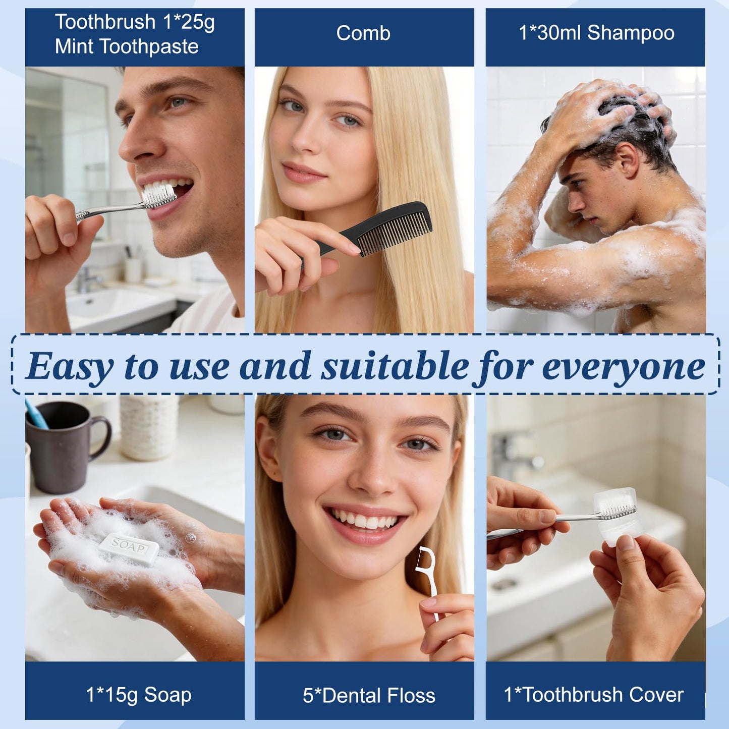 Lomgwumy Hygiene Kit, Personal Hygiene Kit Comes with Individually Packaged Items. Travel Toothbrush Kit Suitable for Travel, Hotels, Camping, and Home Use (25-Pack)
