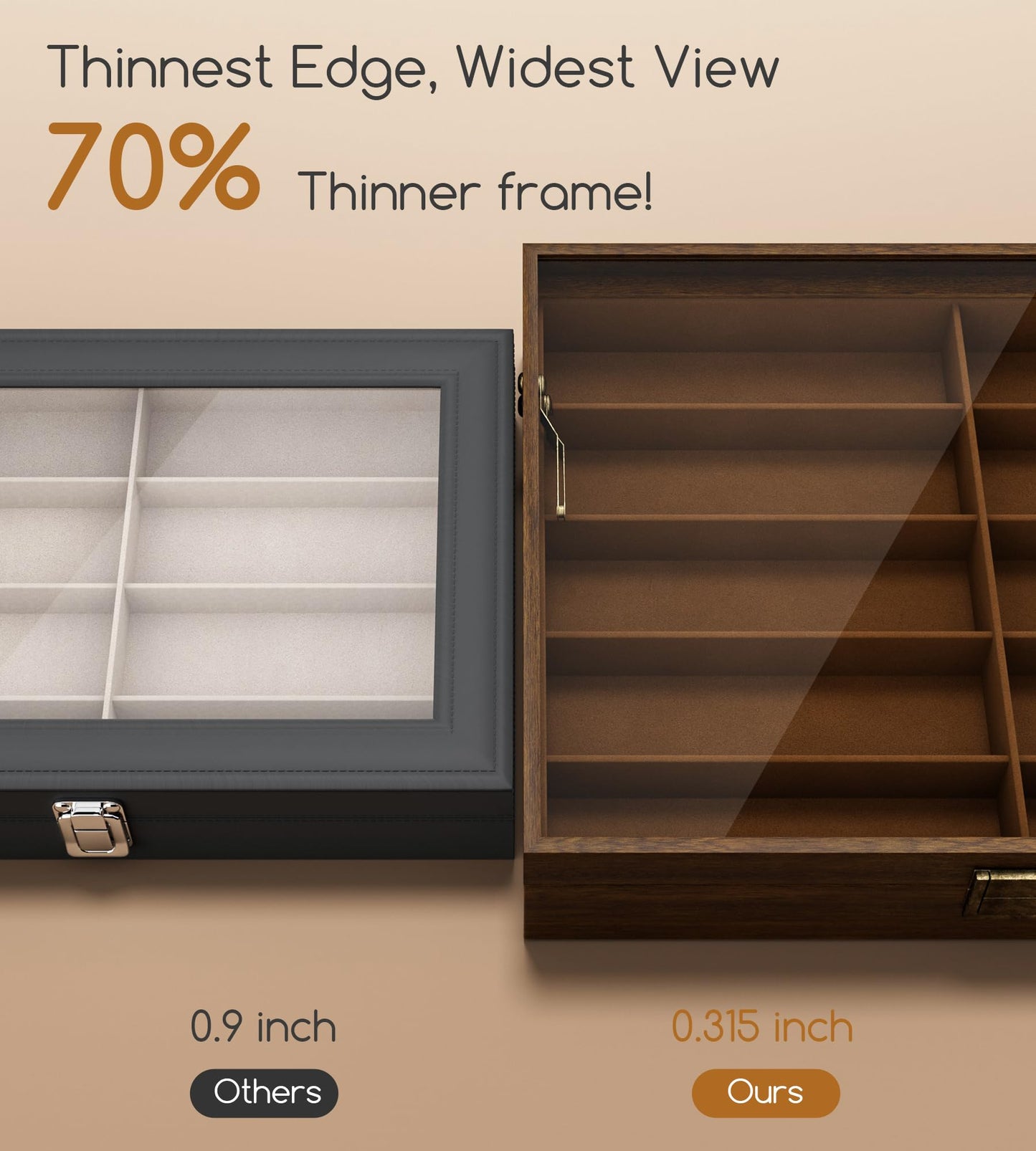NEWLOOP Sunglass Organizer for Women Men - Multiple Pair of Sunglasses Storage Box Eye Glass Watch Display Case with 10 Slots Wooden