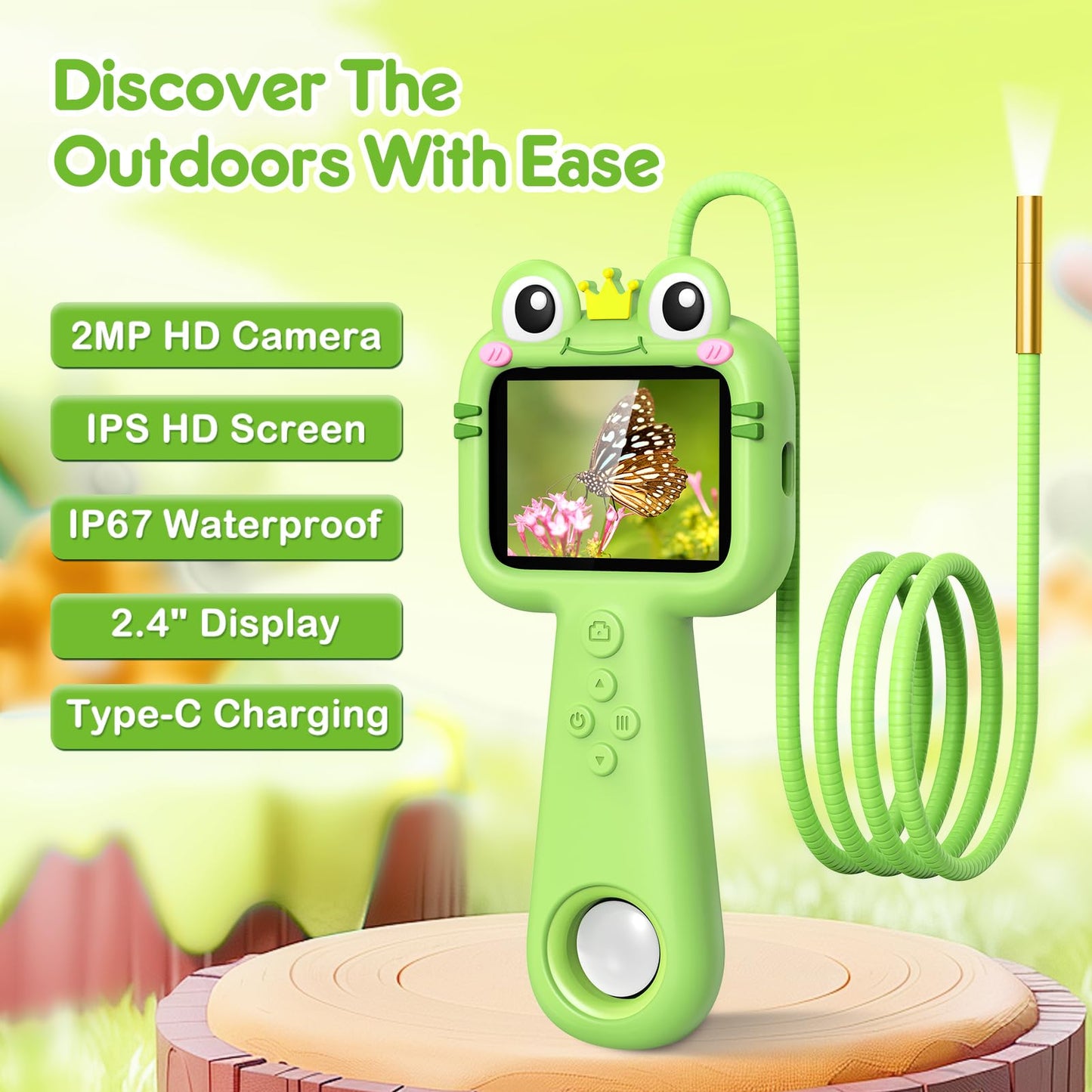 Borescope Camera for Kids - STEM Science Educational Toy for 4-12 Years Old Boys & Girls | Birthday Gift for Outdoor Adventures & Nature Discovery (Green)