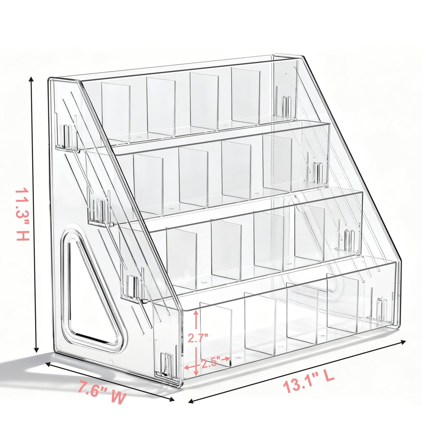Vowcarol Pen Holder, Marker Organizer 20 Compartments, Clear Pencil Holder Space Saving, 4-Tire
