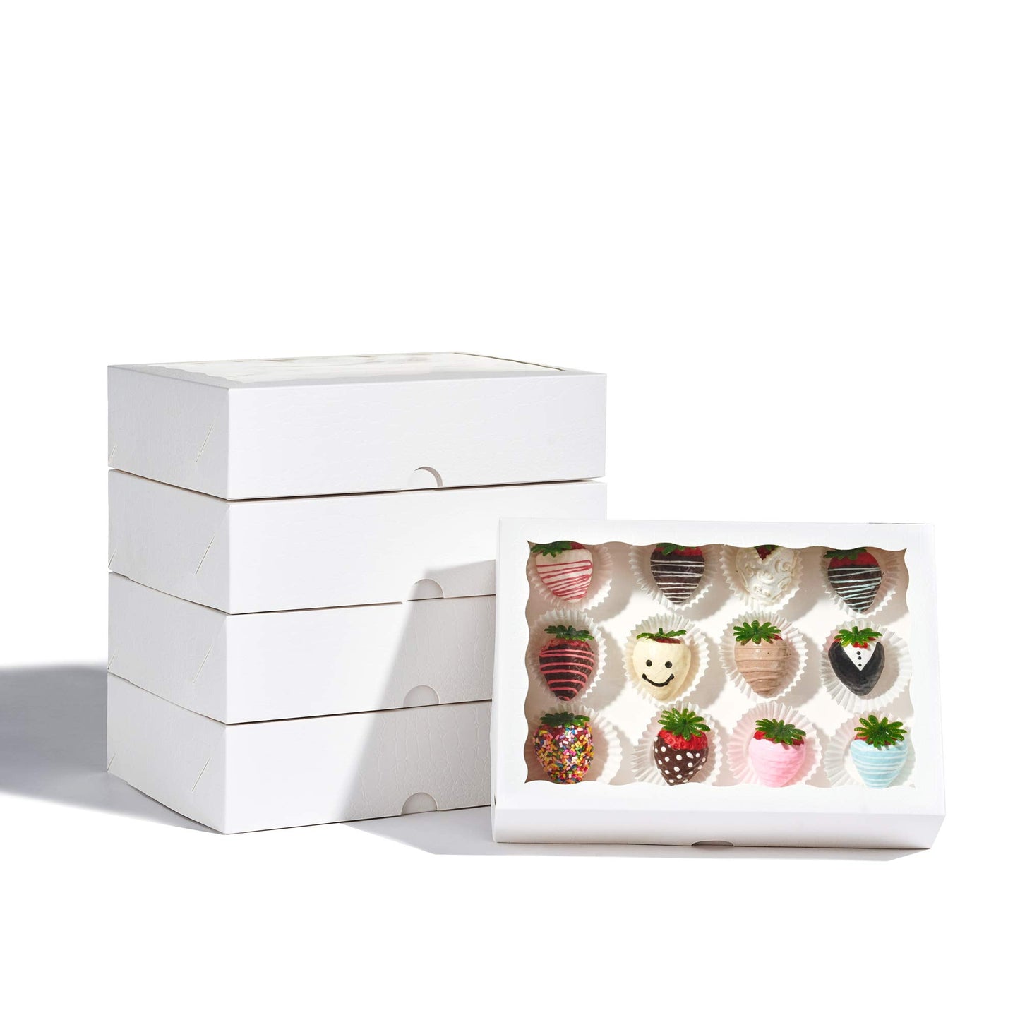 SLShePack 12PCS 10 x 7 x 2.5 inches Cookies Bakery Boxes with Window, Cakesicle, Chocolate Bomb, Macaron, Clear Chocolate Covered Strawberries, Pretzel Rods Boxes